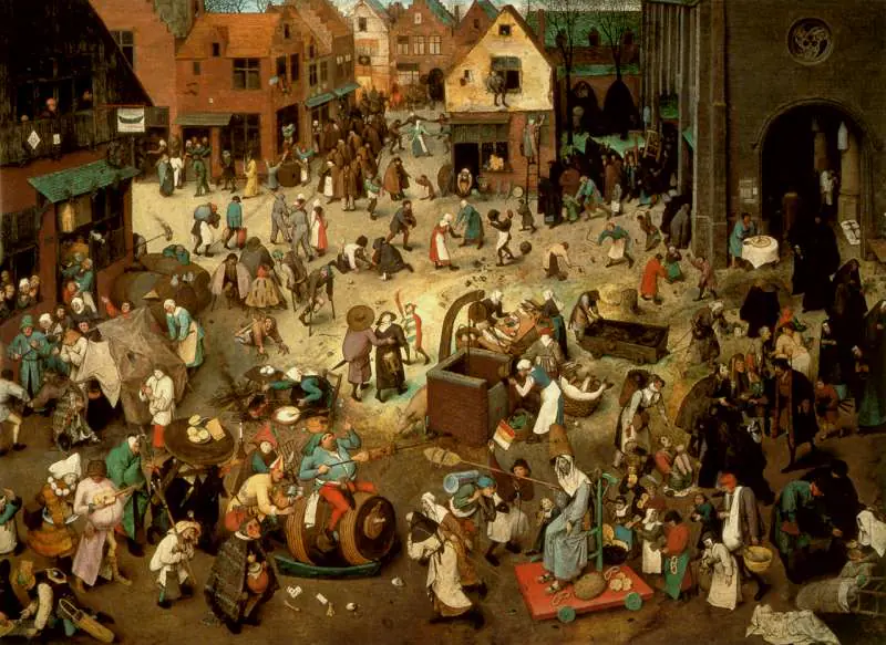 Pieter Bruegel — A farsang és a böjt harca festményreprodukció